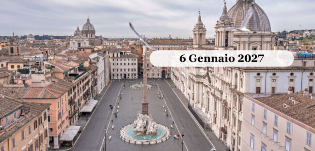 Piazza Navona a Roma dall'alto con la Fontana dei Quattro Fiumi e Sant'Agnese in Agone