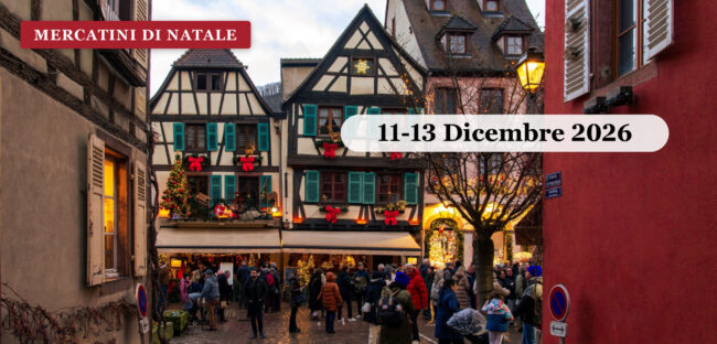 Le case a graticcio di Colmar addobbate per il mercatino di Natale