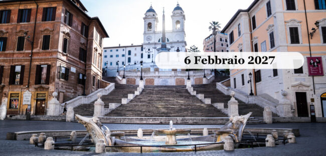 La scalinata di Trinita' dei Monti a Roma con la Fontana della Barcaccia in Piazza di Spagna